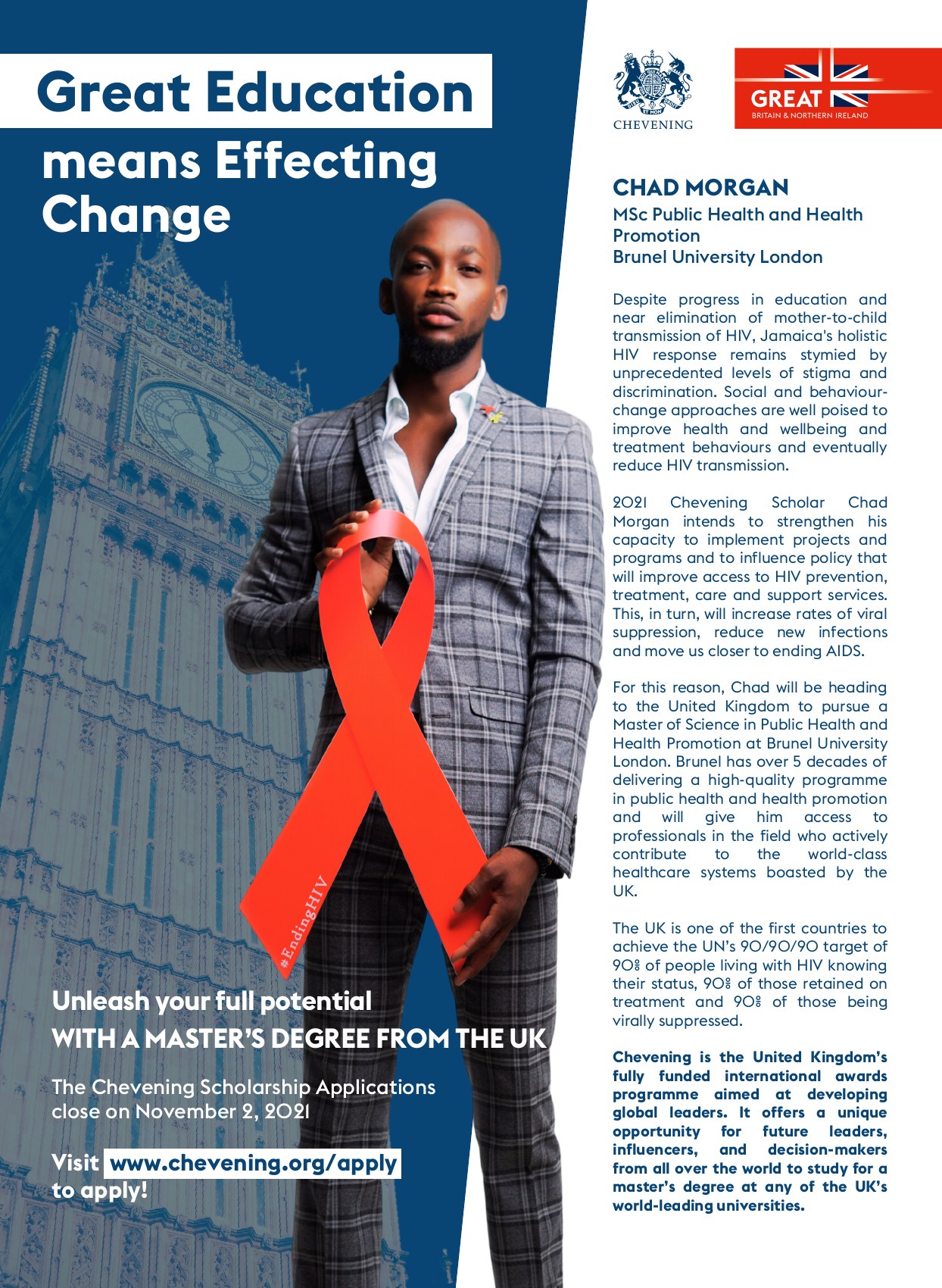 Chad Morgan — Chevening scholar profile design