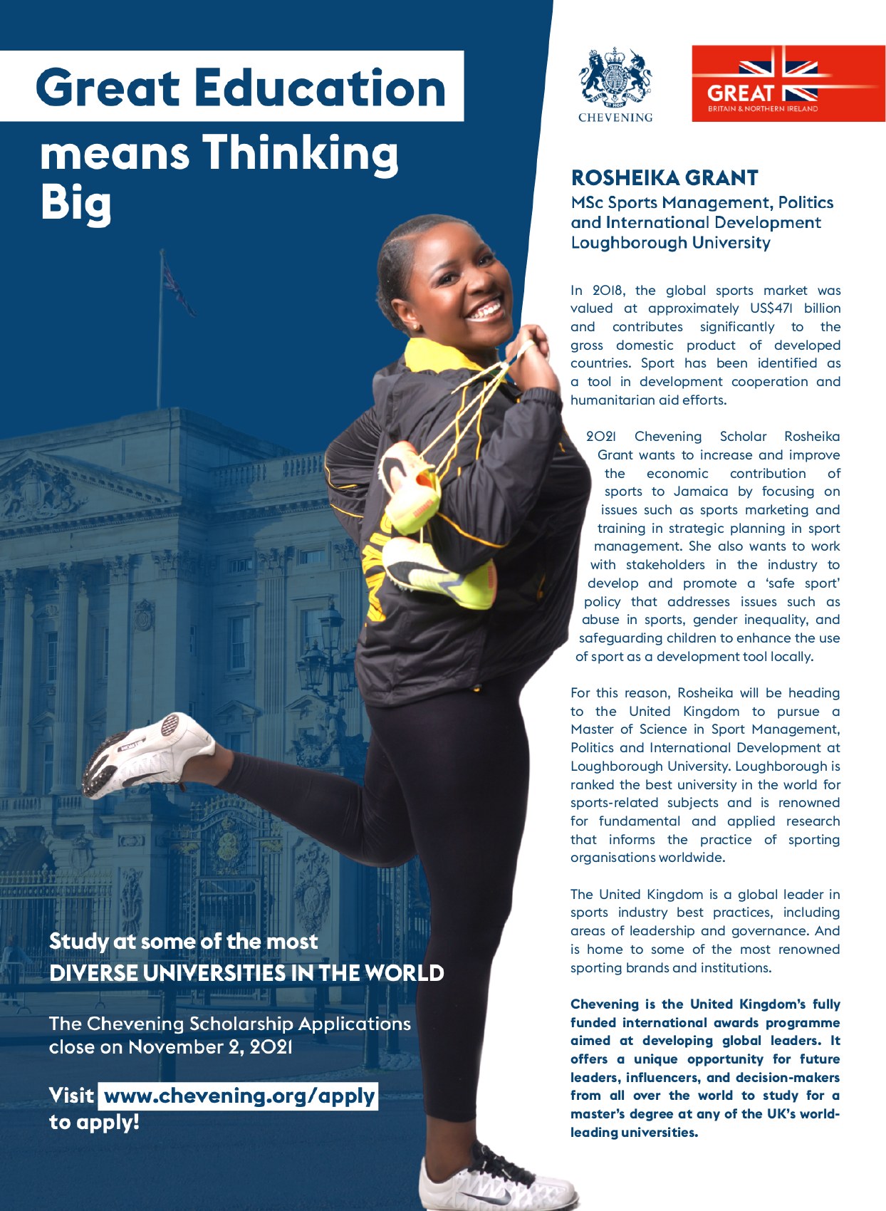 Rosheika Grant — Chevening scholar profile design